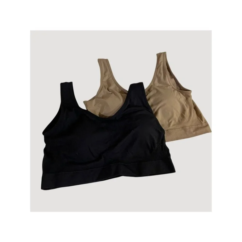 NWT Layer Zero 32 Degrees Women's S Black & Brown Seamless Padded Bra 2-Pack